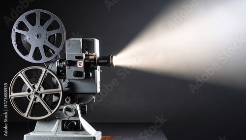 vintage movie projector on dark background