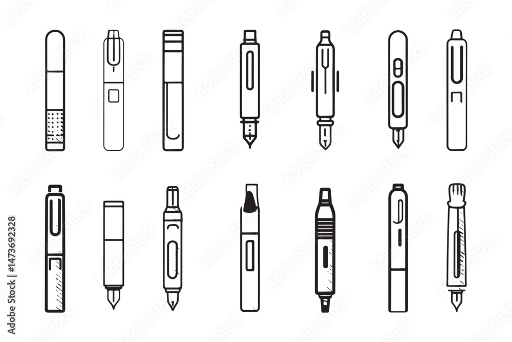 Modern permanent marker outline illustration Modern permanent marker outline illustration