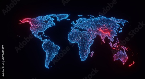 Global map visualization with vibrant color highlights.