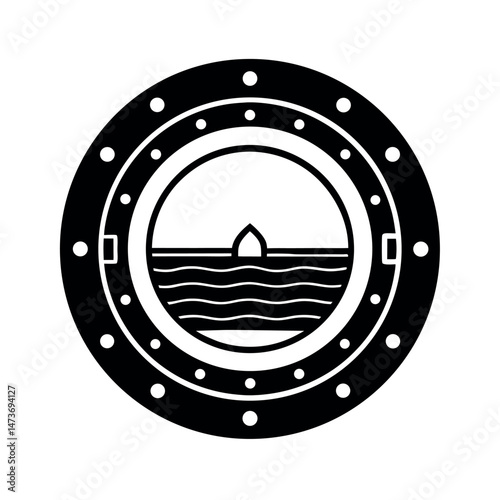 Porthole Icon Line Art in White Background