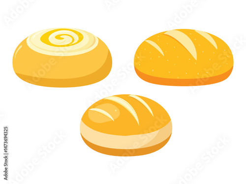 vector illustration of a Pão Francês (Brazilian French Roll, Popular at Breakfast)