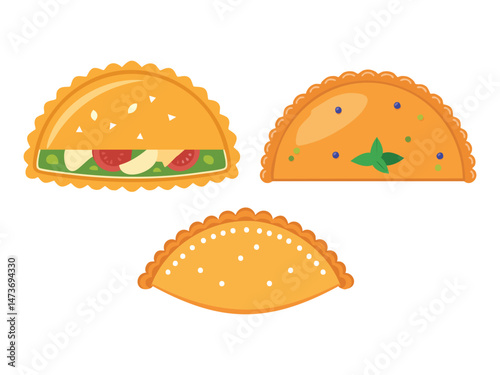 vector illustration of a Pastel (Deep-Fried Pastry Filled with Meat, Cheese, or Vegetables)