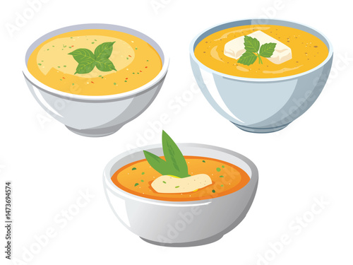 vector illustration of a Pirão (Thick Sauce Made from Fish Stock and Cassava Flour)