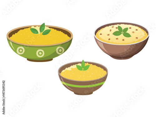 vector illustration of a Tutu de Feijão (Mashed Beans Mixed with Cassava Flour)