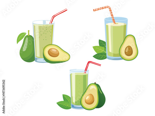 vector illustration of a Vitamina de Abacate (Avocado Smoothie)