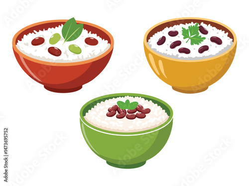vector illustration of an Arroz com Feijão (Simple Brazilian Rice and Beans, a Daily Staple)