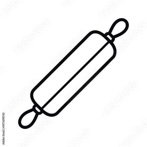 Rolling Pin Cooking Utensil Icon Line Art on White Background