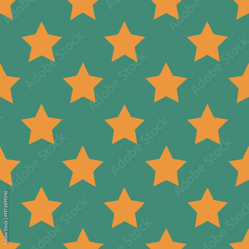 Golden stars decorate a seamless vector pattern design, creating a colorful and festive illustration for wallpaper