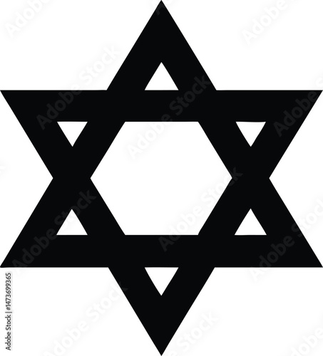 This vector illustration depicts the Star of David, a golden, six-pointed star and a significant religious icon and symbol of Israel and Hebrew spirituality