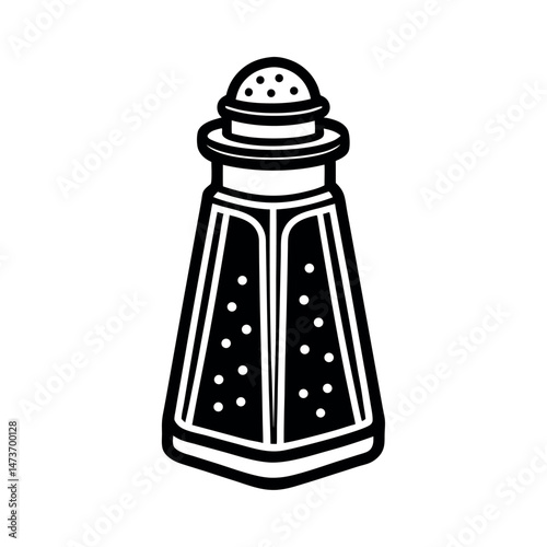 Salt Shaker Ingredient Spice Icon Line Art on White Background