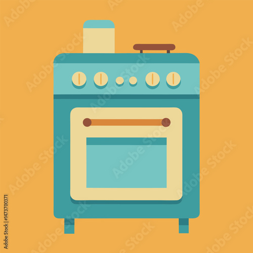 Vector illustration of a gas stove, a kitchen appliance for cooking with heat