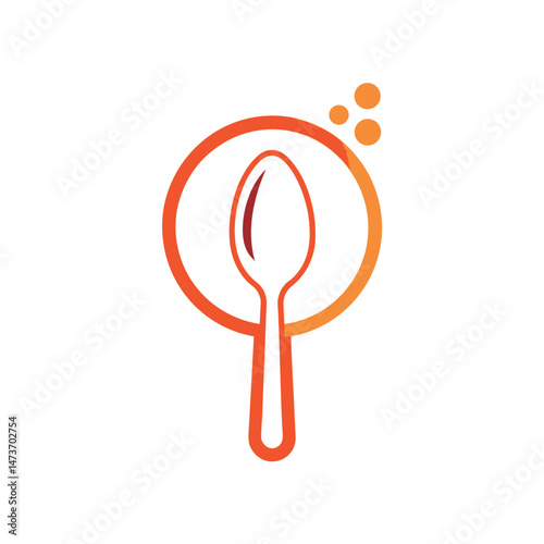 Spoon Cooking Icon Line Art on White Background for Recipe Design