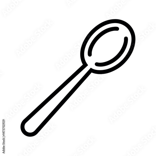 Spoon Cooking Utensil Icon Line Art on White Background for Meal Prep