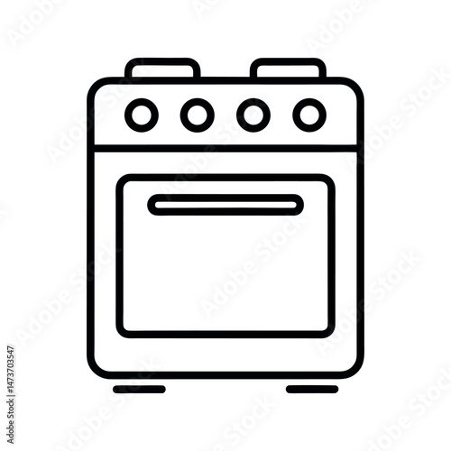 Stove Cooking Appliance Icon Line Art Design for Cooking Use