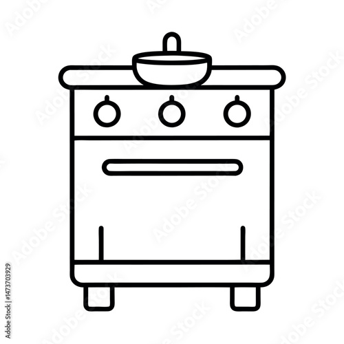 stove icon line art on white background, modern kitchen stove design