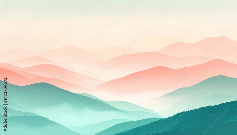 Obraz premium Tranquil sunrise over mountain ranges nature landscape serene environment panoramic view calm concept