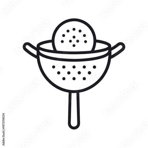 strainer cooking utensil icon line art, vector kitchen utensil graphic