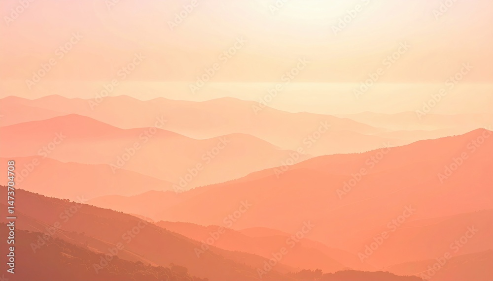 Obraz premium Serene sunrise over mountain range nature landscape photography tranquil environment aerial view soft colors