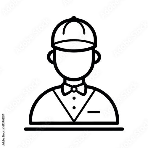 Waiter Restaurant Service Icon Line Art in White Background