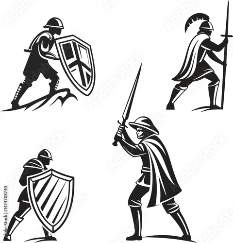  A set of shields vector illustration silhouette design