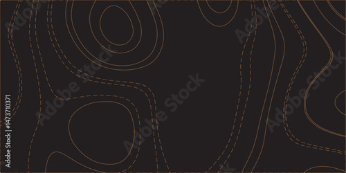 "Create a seamless dark topographic background with fine, contour-style elevation lines in a warm copper or bronze hue. The pattern should feature organic, flowing curves and concentric shapes, evokin