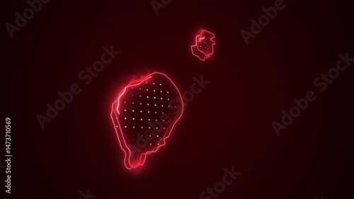 3D Neon Red Sao Tome And Principe Map Borders Outline Loop Background