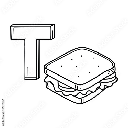 An illustration of letter T stands for Toast
