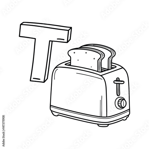 An illustration of letter T stands for Toaster