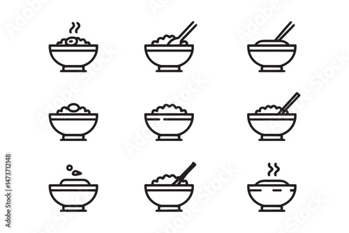Line Art Porridge Icon for Menu