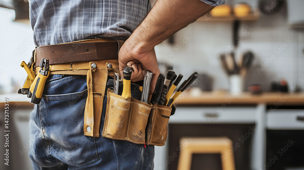 © LorelEino - Man with a tool belt in a workshop