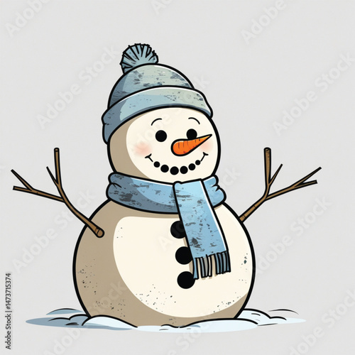 snowman with a broom