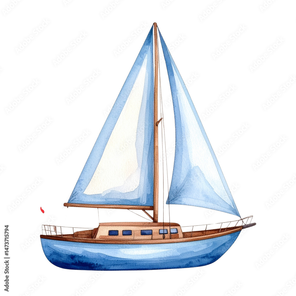 Fototapeta premium sailing boat on white background