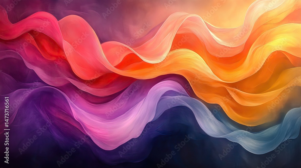 Obraz premium An abstract artwork featuring flowing lines and vibrant colors that seem to dance and intertwine, conveying a sense of energy and movement