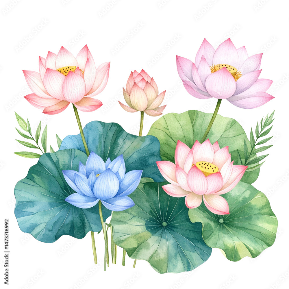 Obraz premium lotus flower set
