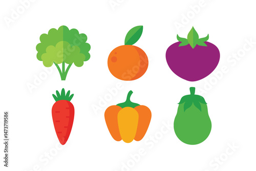 set of vegetables isolated on white