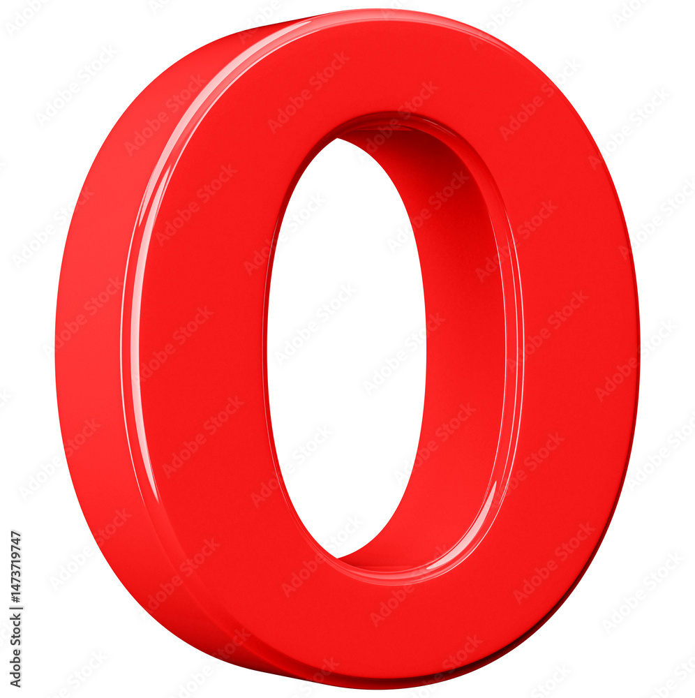 3D Red Number 0 3D Red Number 0