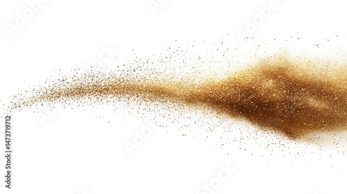 Brown particles dispersed in the air against a white background