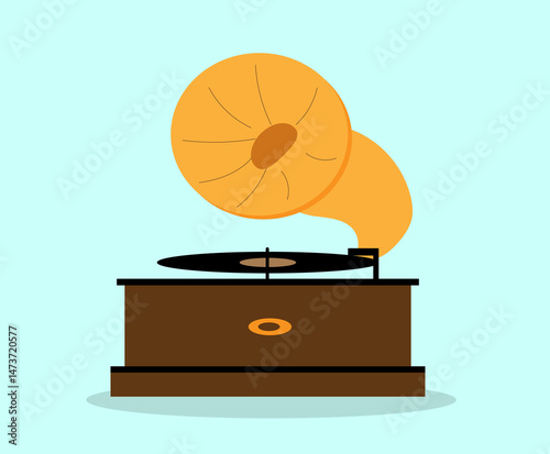 gramophone on a light blue background,