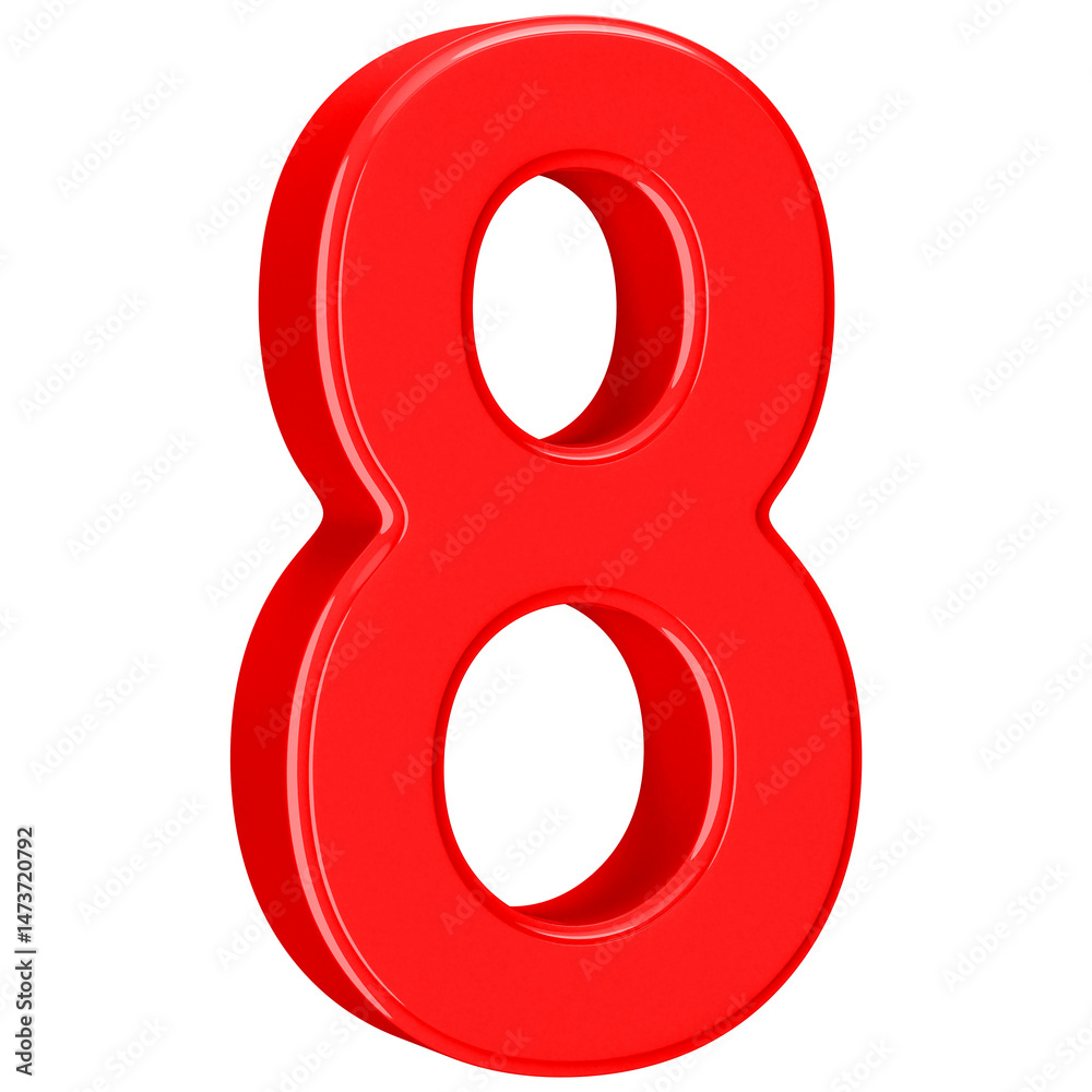 3D Red Number 8 3D Red Number 8