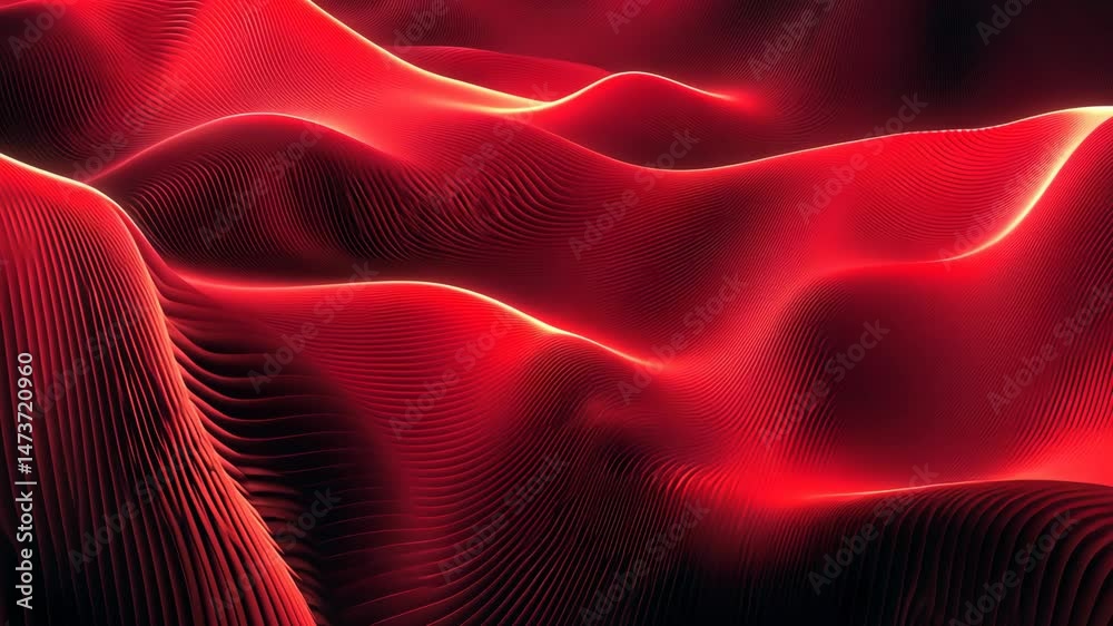 Abstract red waves with flowing lines create dynamic visual effects and vibrant experience.
