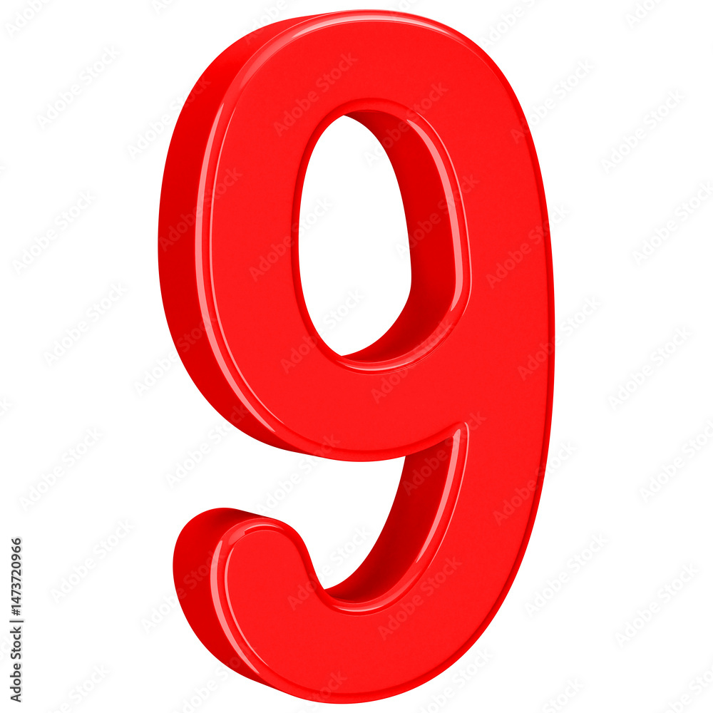 3D Red Number 9 3D Red Number 9