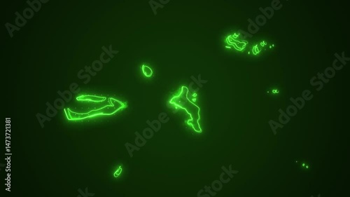 Neon Green Seychelles Map Borders Outline Loop Background
