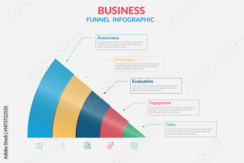 Marketing Infographic to Increase Sales with 5 Steps for Business Plans, Marketings, and Presentations.