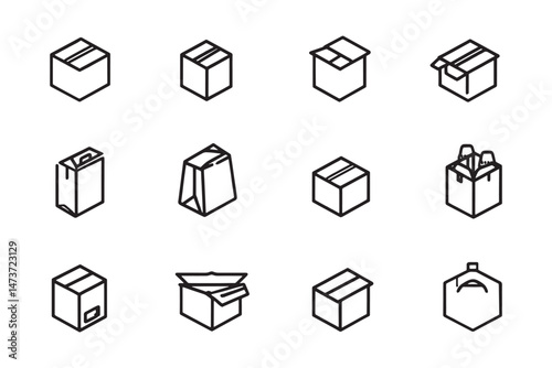 Simplified Product Box Line Art