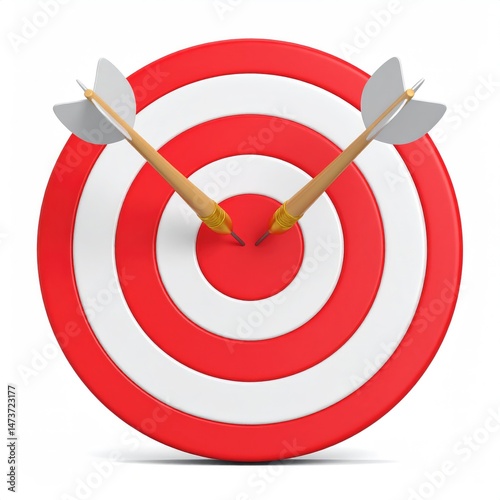 Bullseye: Two Darts Hitting Red and White Target
