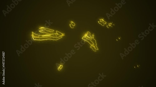 3D  Neon Yellow Seychelles Map Borders Outline Loop Background