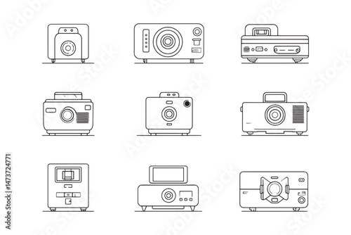 Clean Projector Vector in Outline Art