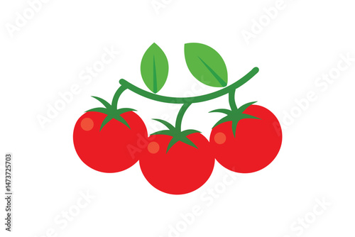 red tomato with green leaves