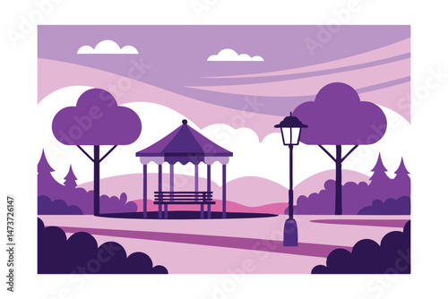 Horizontal Landscape of a Park in Summer or Spring 