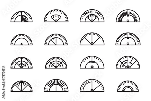 Protractor Icon in Minimal Line Art